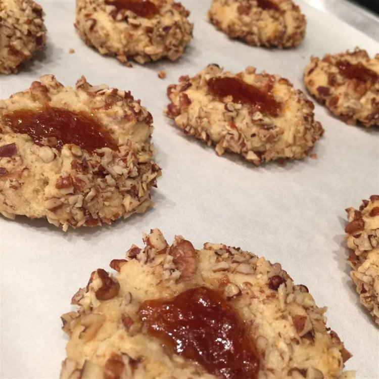 Pecan Raspberry Thumbprint Cookies